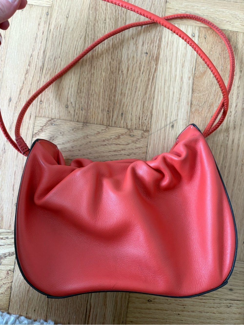 Staud Kiki blood orange red Ruched Crossbody Bag - Picture 8 of 11